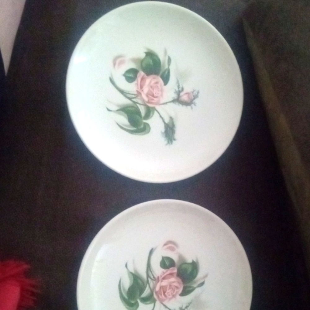Ballerina floral Plates Set Of Two Stamped 6.5' Vintage